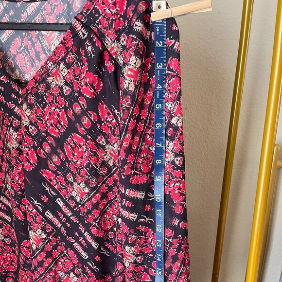 Silk Boho Red Black Gold Floaty Top Statement Festival Piece - Picture 10 of 13